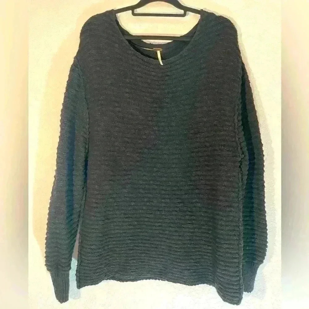 Free People Black Kint Chunky Oversized Sweater Womens Size Small